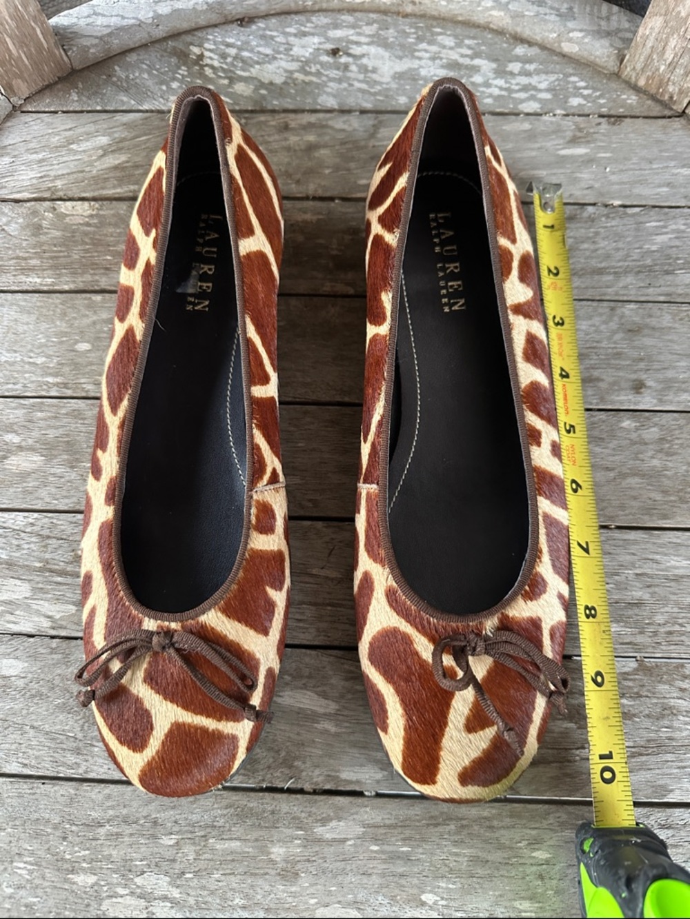 Lauren Ralph Lauren Giraffe Print Ballet Flats in Brown and Cream 9